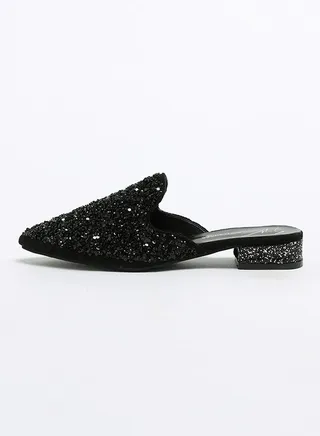 Sequin Mules Black 