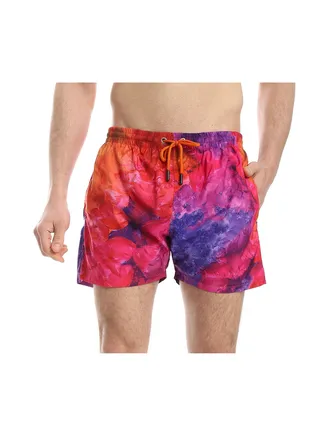 Slip On Regular Fit Swim Shorts - Fire Orange, Fuchsia & Purple 