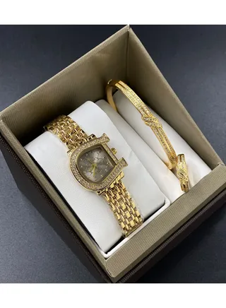 Rivoli set for women, a watch with bracelets, with an elegant crystal ring 