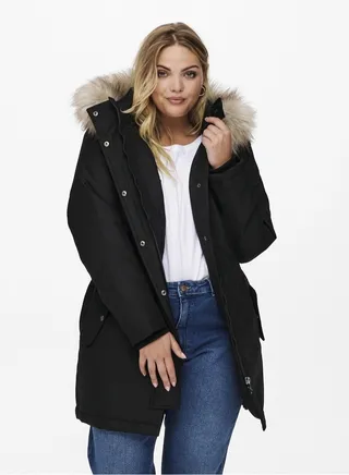 Pocket Detail Fur Hooded Jacket 