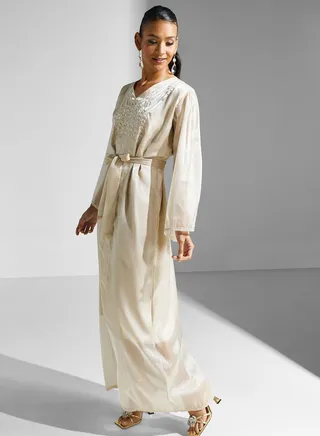 Embroidered Belted Jalabiya 