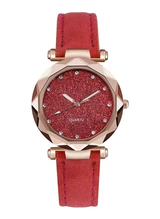 Women's rhinestones watch frosted leather strap casual trend watch bracelet two piece set 