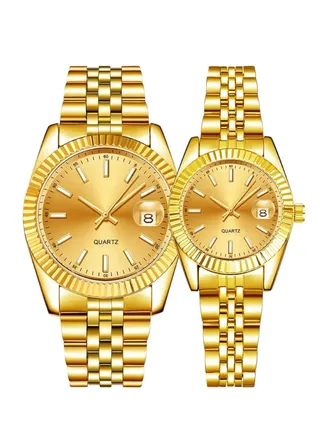 A high-quality waterproof couple watch set inspired by the famous Rolex watches 
