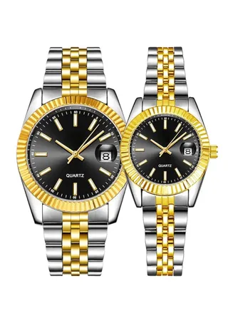 A high-quality waterproof couple watch set inspired by the famous Rolex watches 