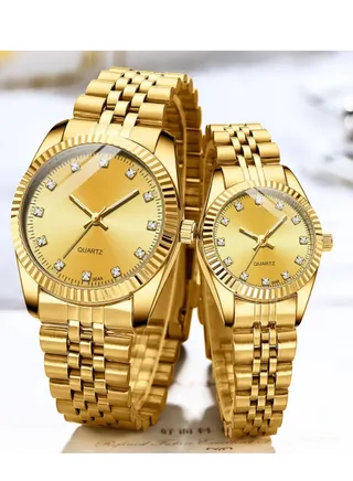 A high-quality, waterproof couple's watch set inspired by the famous Rolex watches, Classic dial 