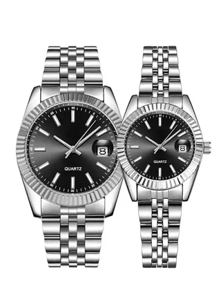 A high-quality waterproof couple watch set inspired by the famous Rolex watches 
