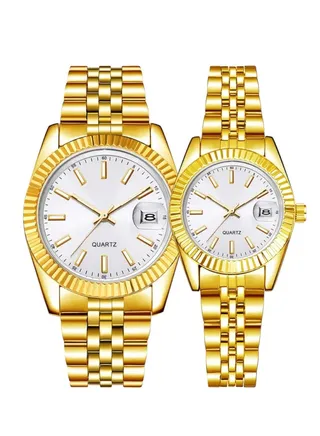 A high-quality waterproof couple watch set inspired by the famous Rolex watches 