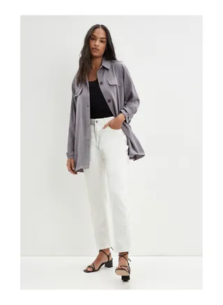 Twill Tie Waist Shacket 