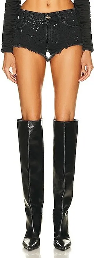 Blumarine Denim Hot Fix Short in Black