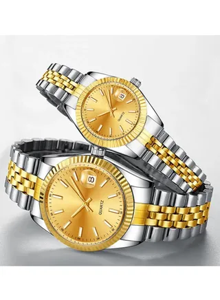 A high-quality waterproof couple watch set inspired by the famous Rolex watches 