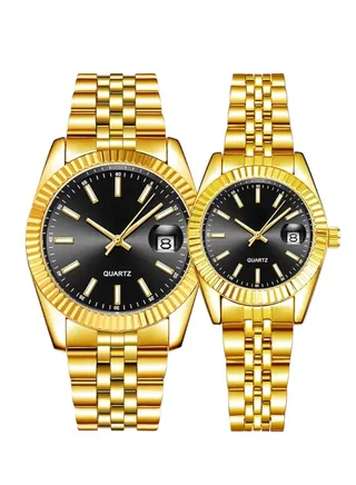 A high-quality waterproof couple watch set inspired by the famous Rolex watches 