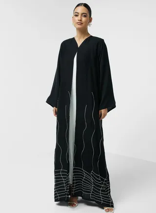 Embellished Flared Sleeve Abaya 