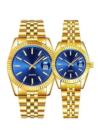 A high-quality waterproof couple watch set inspired by the famous Rolex watches 