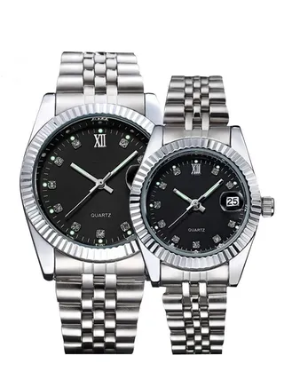 A high-quality, waterproof couple's watch set inspired by the famous Rolex watches, Classic dial 