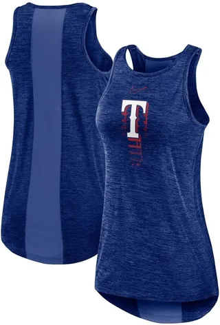 Women's Nike Royal Texas Rangers Logo Fade High Neck Performance Tank Top