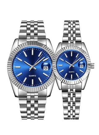 A high-quality, waterproof couple's watch set inspired by the famous Rolex watches, Classic dial 