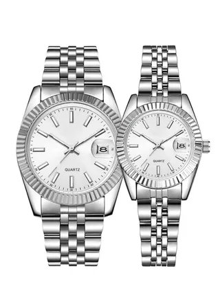 A high-quality waterproof couple watch set inspired by the famous Rolex watches 