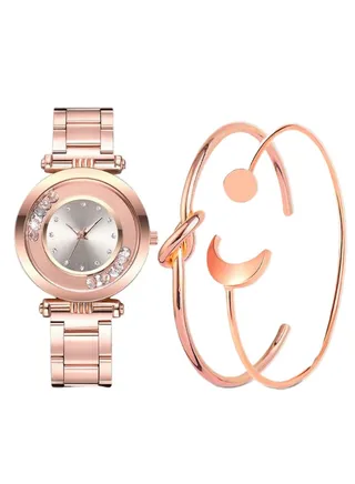 women 3-Piece Stainless Steel Analog Watch With Bracelet Set 8289 