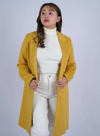 Women's Notch Lapel Longline Cut Jacket in Honey 