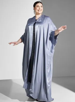 Shimmer Open Front Abaya With Sheila 