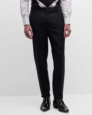 Men's Metal Eyelet Wool Trousers