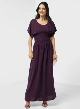 Flared Sleeve Ruched Abaya 