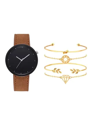 women 5-Piece Analog Watch And Bracelet Set 214 