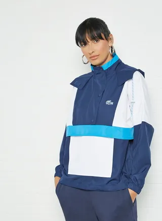 Colourblock Loose Fit Windbreaker Navy/White 
