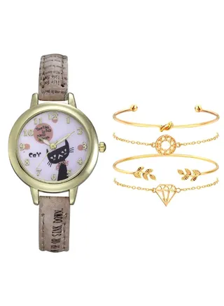 women Analog Watch And Bracelet Set 