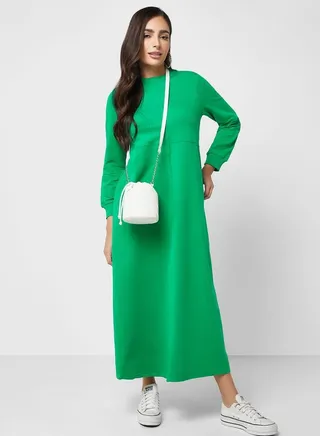 Pocket Detail Crew Neck Dress