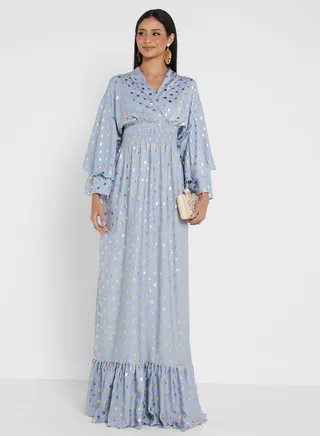 Ruched Waist Embellished Dress