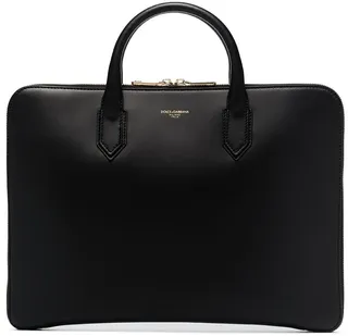 Logo-Embossed Leather Briefcase
