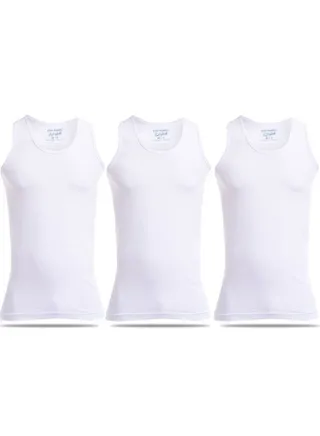 3-Piece Cotton Undershirt Set White 