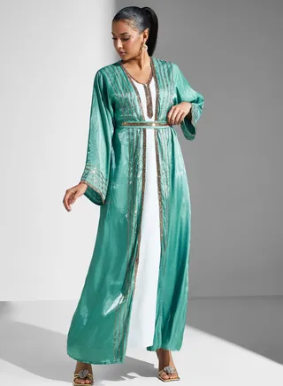 Embellished Detail Abaya With Inner With Sheila 