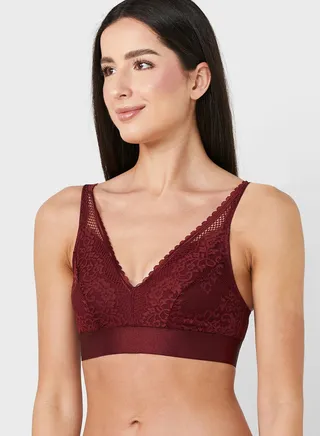 Lace Plunge Neck Bra 