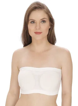 Women's Non Padded Seamless Strapless Tube Bra White 