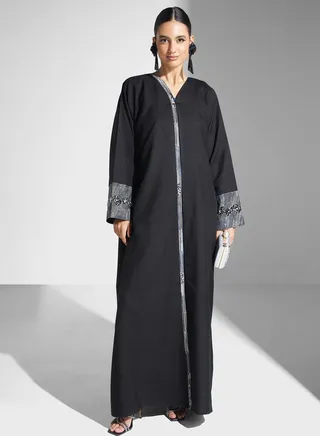 Embroidered  Flared Sleeve Abaya 