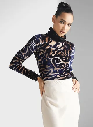 High Neck Printed Top 