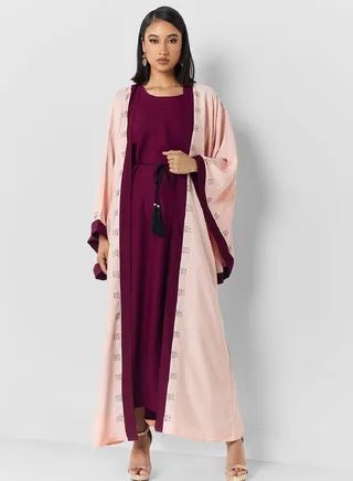 Shimmer Detail Abaya With Inner 