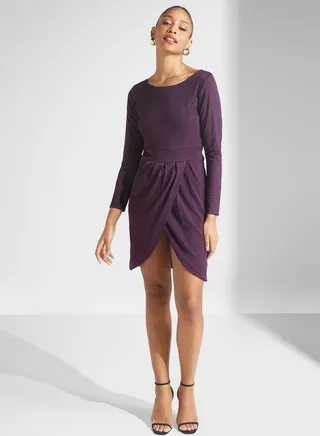 Pleated Wrap Dress 