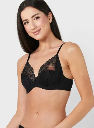 Lace Plunge Neck Bra 