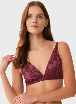 Floral Print Plunge Bra 