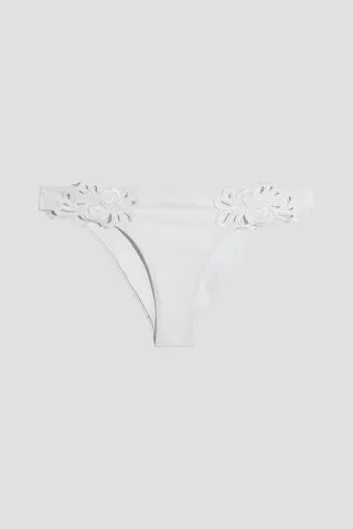 Cilla mesh-trimmed broderie anglaise low-rise bikini briefs