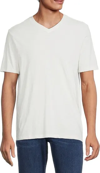 Cotton Slub V Neck Tee Shirt