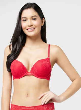 Lace Detail Plunge Neck Bra 