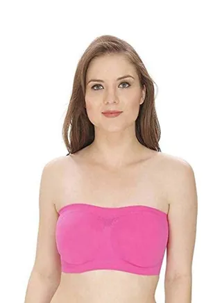 Women's Non Padded Seamless Strapless Tube Bra Pink 
