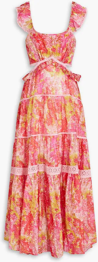Madsen broderie anglaise-trimmed floral-print cotton and silk-blend dress