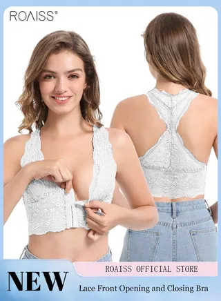 Women's Lace Bra Vest Removable Sponge Pad No Steel Ring Bra V Neck Vest Basic Short Vest 