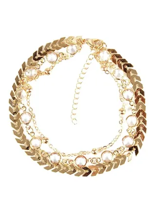 3-Layers Rhinestone Studded Anklet 