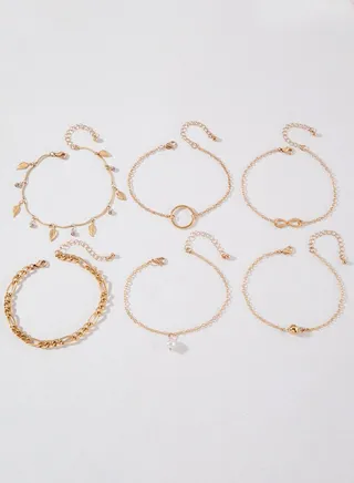 Set of 6 - Infinity Design Anklets